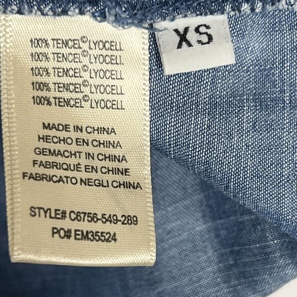 Anthropologie Chambray Dress Shift Peasant Blue Mini XS - Picture 6 of 8